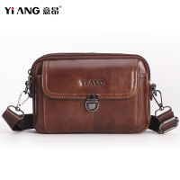 YIANG nd Mens Real Leather Crossbody Waist Belt Phone Bag Designer Fanny Pack Dadbag Small 7 Inch Shoulder Messenger Bag New