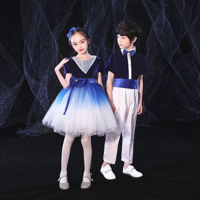 Childrens Day Chorus Costumes Stage Performance Clothes Grand Choir Boy Girl Dance Ballet Dress School Pupil Recitation Costume