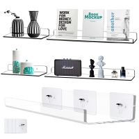 18 Size Clear Acrylic Wall Shelf Wall Invisible Floating Organizer No Punching Mounted Clear Storage Display Rack Bookshelf Bathroom Counter Storage