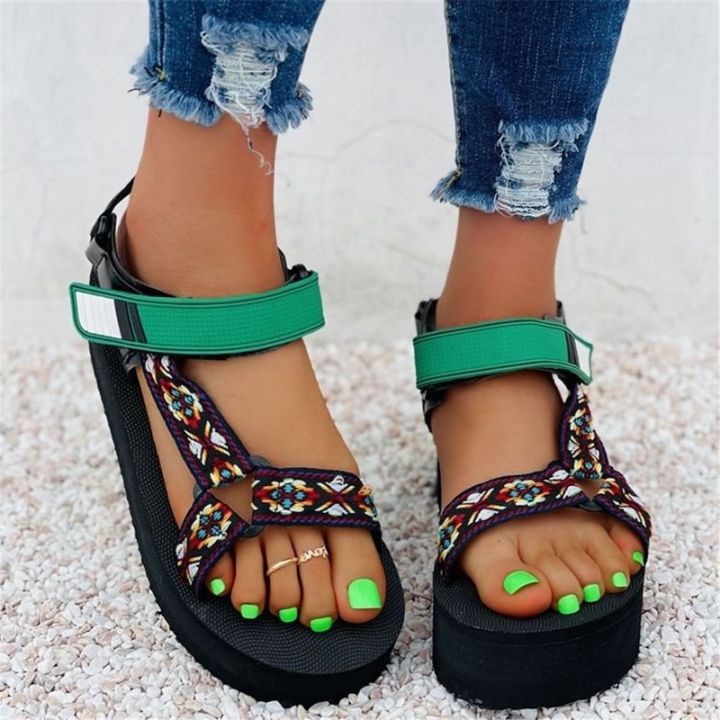 ขายดีที่สุด-ioztt2023-miaoguan-female-sandals-mixed-color-platform-sandalias-femininas-rome-leisure-shoes-chaussures