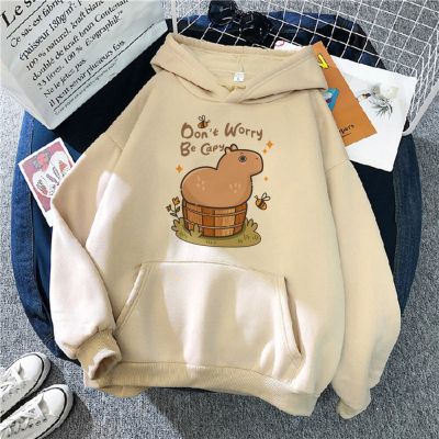 Capybara เสื้อฮู้ดกันหนาวขนแกะสำหรับผู้หญิง,Y2k Sweater Jepang อะนิเมะผู้หญิง