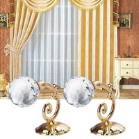 2 Pcs Metal Crystal Glass Curtain Holdback Wall Tie Back Hooks Hanger Holder Window Accessories