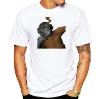 Smoking Monkey Stencil Art Men Available T Shirt White Stylish Gildan