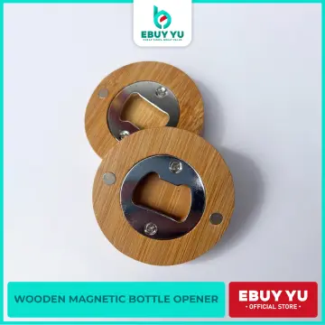 1PC Bottle opener Wooden round Bottle opener Solid wood magnet Bottle opener