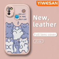 YIWESAN เคสสำหรับ Infinix Smart 5 Hot 10 Lite Smart 6 X657 X657C การ์ตูนน่ารักแมวเคสใส่โทรศัพท์หนังดีไซน์ใหม่ซิลิโคนนิ่มเคสมือถือกันกระแทกป้องกันการตกพร้อมเคสป้องกันกล้องเลนส์คลุมทั้งหมด