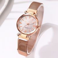 Reloj Mujer 2023ผู้หญิงแฟชั่นหรูหรานาฬิกาควอตซ์ง่ายหน้าปัดสีเทาโรสโกลด์สำหรับสุภาพสตรีตาข่ายเข็มขัด Jam Tangan MAGNET Relogio Feminino HP ร้านค้า