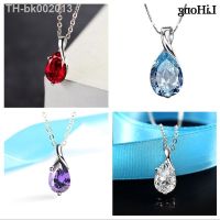 ☢№ LiHong S925 Sterling Silver Necklace Angel Tears Crystal Blue Pendant Necklace for Woman Charm Jewelry Gift