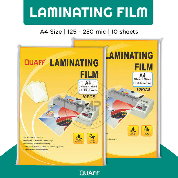 FMP 10sheets A4, Short, Long Size QUAFF Laminating Film 125micron and