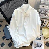 แขนยาวเสื้อยืดผู้ชายทรงแบ็กกี้ S-3XL ไฮสตรีทเสื้อผ้าสุดหล่อใส่ได้ทั้งชายและหญิงเสื้อฮาราจูกุเสื้อเย็บ MODE Korea เก๋ไก๋ของแท้