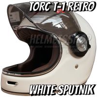 TORC HELMETS T-1 RETRO WHITE SPUTNIK [ แว่นชั้นเดียว ] [ นวมถอดซักได้ ] [ มีช่องเว้า ]