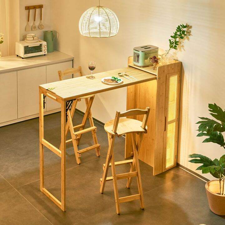 Folding Bar Counter Long Simple Home Rattan Sideboard