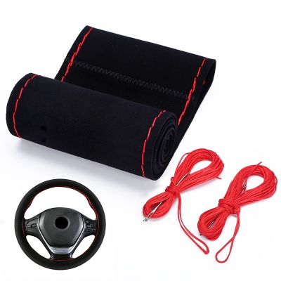dfthrghd Fur Steering Wheel Cover For Car Universal 38cm Braided Car Steering Wheel Protection Cover Leather Anti Slip Interior Parts