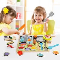 2021Zalami Wood Food Educational Toy Kitchen Toys Set Children Barbecue Fruit Market Pretend Role Play