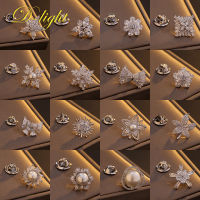 Exquisite Crystal Snow Collar Pin Luxury Brooch Inlaid Pearl Zircon Corsage Blouse Lapel Pin Bag Suit Collar Buckle Accessories