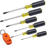 Klein Tools 85146 Screwdriver Set 6pcs Includes Magnetizer / Demagnetizer, 3 Slotted, 3 Phillips, Cushion Grip Comfort, Precision Machined