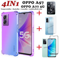 (4IN1) กรณีโทรศัพท์สำหรับ OPPO A57กรณี OPPO A77 5G/OPPO A76 A96สี่มุมวางหลักฐานกรณีโทรศัพท์ + ฟิล์มกระจกนิรภัย + คาร์บอนไฟเบอร์กลับฟิล์ม + เลนส์ฟิล์ม