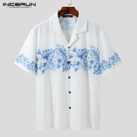 INCERUN เสื้อฮาวายลายดอกไม้สำหรับผู้ชาย,เสื้อเบลาส์แขนสั้นสำหรับใส่ไปชายหาดงานปาร์ตี้วันหยุด (สวมใส่สบาย) #3