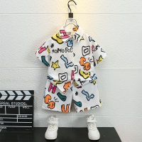 Boys Shirt Suit 2023 New Style Fried Street Summer Clothes Childrens Summer Shirt Two-Piece Set Baby Short Sleeve Handsome Fashion