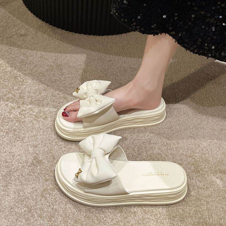 hot-sale-style-slippers-womens-summer-outer-2023-new-fashion-net-red-bow-out-thick-bottom-seaside-sandals