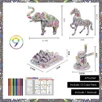 【✎】 laozizuishuai ปริศนาระบายสี3D 4ชิ้น/เซ็ตกราฟฟิตีแบบทำมือ DIY ประกอบจิ๊กซอว์ของเล่นโมเดลสัตว์3มิติสำหรับเด็กเรียนรู้ของขวัญของเล่นเพื่อการศึกษา