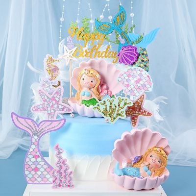 Mermaid Cake Topper For Under The Sea Birthday Party Decorations Cupcake Flags