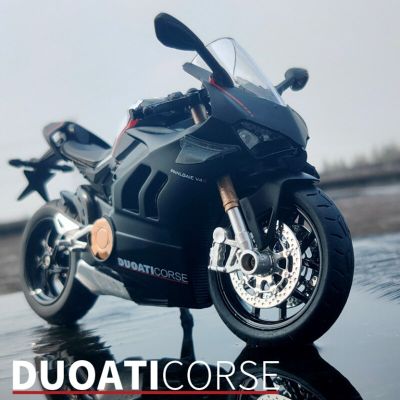 1/12 Ducati Panigale ชุด V4S รถจักรยานยนต์จำลองโลหะอัลลอยสำหรับแข่งรถจักรยานยนต์ข้ามประเทศของขวัญชุดของเล่นเด็ก