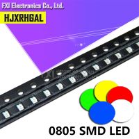 ไดโอด LED SMD 0805 100ชิ้นสีเหลืองสีแดงสีเขียววงจรรวมขายดีสีฟ้าขาว