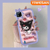 YIWESAN เคสสำหรับ Realme C20 C20A C11 C11 2021 2020 Narzo 50i ลายการ์ตูน3D Kuromi ซิลิโคนใสใหม่เคสมือถือที่สร้างสรรค์น่ารักมอนสเตอร์ตัวน้อยเคสป้องกันเลนส์กล้องถ่ายรูปใสกันกระแทก