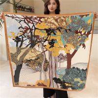 【CC】♙✌  2023 Luxury Brand Wrap Female Large Shawl Silk Scarf Hijabs Headscarf  Bandana Foulard Decorate