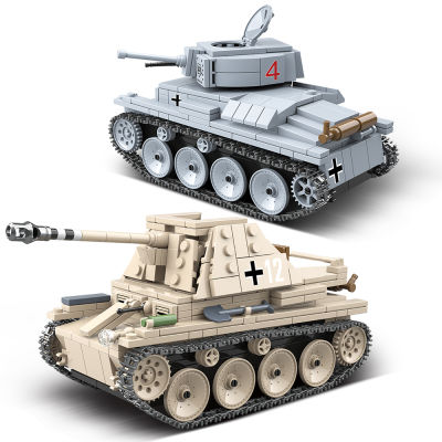 608PCS WW2 Military German Weasel tank Building Blocks Military Self propelled anti tank weapon Bricks Kids Toy For Children