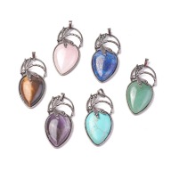 10 pc Natural & Synthetic Mixed Stone Pendants, with Brass Findings thumbnail