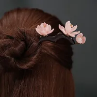 Classical Hanfu Cheongsam Kanzashi Daily Hairpin Pink Flower Tassel Hair Stick Antiquity Hairpin Magnolia Hair Clip Cosplay Haberdashery
