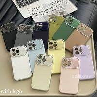 พร้อมโลโก้เลนส์กระจกหน้าต่างแก้วใหญ่เคสโทรศัพท์ Iphone 15 14 13 12 Pro Max ที่ปกป้องฝาหลังที่นุ่มนวล