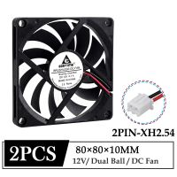 2Pcs Gdstime DC 12V 80mm 80mmx80mmx10mm Dual Ball Axial Computer Case Cooler 8cm 8010 Laptop CPU Brushless Cooling Fan Heatsinks