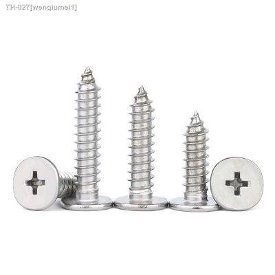 ►♞ 10/50pcs CM M2.6 M3 M3.5 M4 M5 M6 A2 304 Stainless Steel Cross Phillips Super Ultra Thin Flat Wafer Head Self-tapping Wood Screw