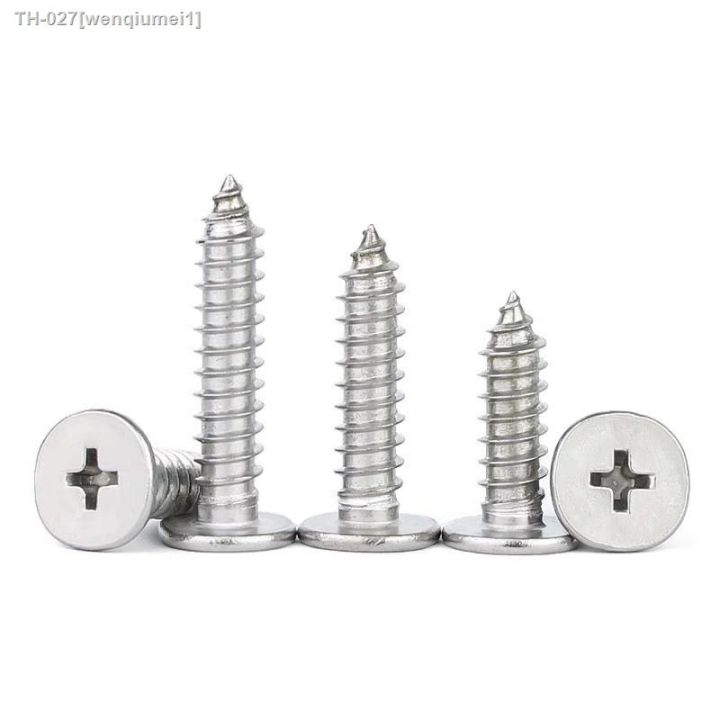 10-50pcs-cm-m2-6-m3-m3-5-m4-m5-m6-a2-304-stainless-steel-cross-phillips-super-ultra-thin-flat-wafer-head-self-tapping-wood-screw
