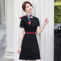 Spot parcel post Business Wear Dress 2023 New Spring and Summer Waist Slimming Temperament Beautician Kindergarten Teacher Work Clothes Workwear