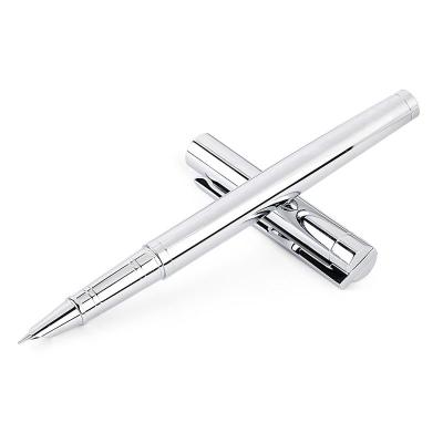 ZZOOI Metal Silver Financial Tip Fountain Pen 0.38mm Shine Platinum Steel School Office Business Writing Ink Pens Gift Stationery