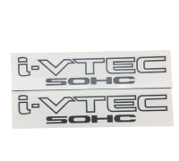 AD.สติกเกอร์​งานสกรีน ​i-vtec sohc สีเทาเข้ม ติดข้างประตู​รถ​ฮอนด้า​ 1 ชุดมี 2 แผ่น