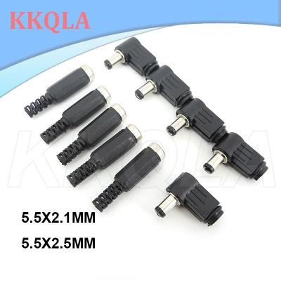 QKKQLA Right angle DC male female Power Connector Plug 5.5MM * 2.5MM / 2.1MM Jack Socket Adapter straight 90 Degree 5.5*2.5MM 5521