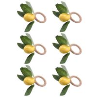 Napkin Rings Set of 6,Decorative Lemon Vine Leaf Napkin Rings, Dinning Table Setting Yellow Napkin Buckle Napkin Holders