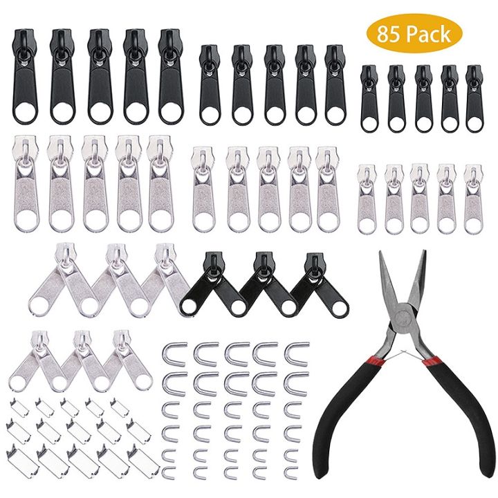 197-84-8pcs-zipper-repair-kit-zipper-replacement-puller-for-clothing-tent-install-pliers-tool-stop-extension-luggage-clothing