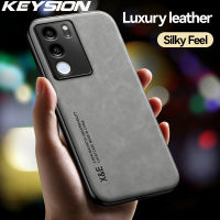 KEYSION เคสหนังแบบย้อนยุคสุดหรูสำหรับ VIVO V29 5G ซิลิโคนนิ่ม + PC กันกระแทกฝาหลังโทรศัพท์สำหรับ VIVO V27 5G