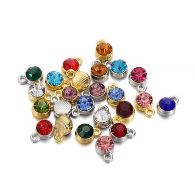 【CC】●  20Pcs/Lot Colorful Birthstone Dangle Charms Necklace Earring Keychain Pendant Jeweley Making Supplies