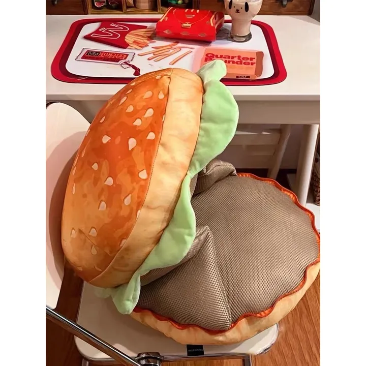 3D Plush Burger Pillow Creative Cushion Car Seat Cushion Soft