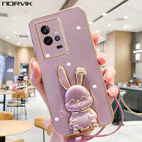 NORVIK เคสมือถือชุบโลหะหรูสีม่วงพร้อมสายคล้องสำหรับ Vivo V29 Y78 Y27 Y36 Y02T V27 V27e X90 IQOO Z7 Z7x 11 Y02 Y16 Y15S Y22 Y22S X80 Y33S X70 V23 Y76โปร n1-2ปกปลอกอ่อน4G 5G