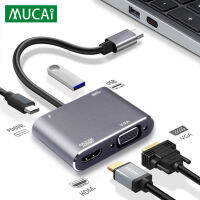 MUCAI USB C เพื่อ HDMI เข้ากันได้ VGA Type C USB 3.0 HUB อะแดปเตอร์สำหรับ Nintendo ซัมซุงหัวเว่ย Xiaomi ศัพท์แล็ปท็อปสก์ท็อป