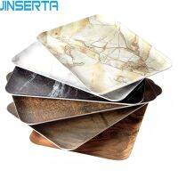 JINSERTA Marbled Storage Tray Melamine Dessert Fruit Cake Plate Retro Breakfast Bread Tableware Restaurant Hotel Serving Tray Baking Trays  Pans