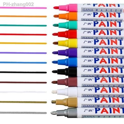 12 Pcs/Set Colored Markers White Permanent Paint Marker Pen Posca Oily Waterproof Car Tyre Rubber marcadores Art Supplies