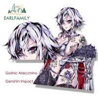 [LWF HOT]☏◇Earlfamily-Autocollant De Voiture Gothique Fatui Arlecchino Fanart Autocollant De Voiture Dessin Animé Genshin Impact JDM Cartoon Peeker Girl Graffiti